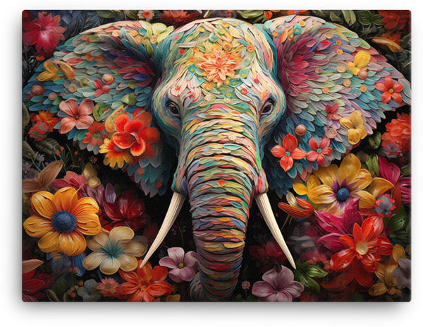 Floral Fantasy Elephant Canvas Wall Art