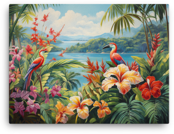 Floral Lakeside Canvas Wall Art wall art