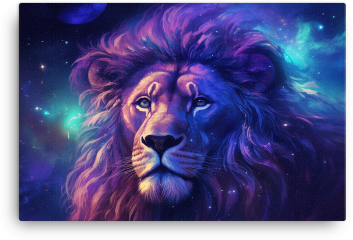 Galactic Mane Lion Canvas Wall Art