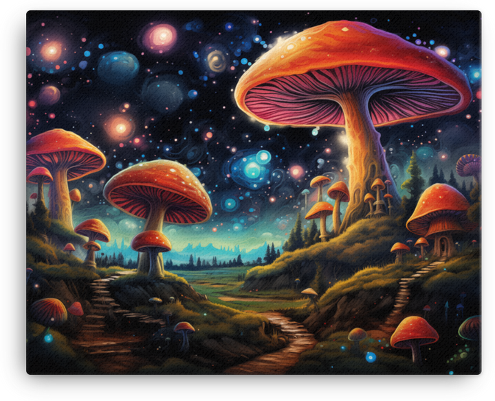Galactic Mushroom Trail Canvas