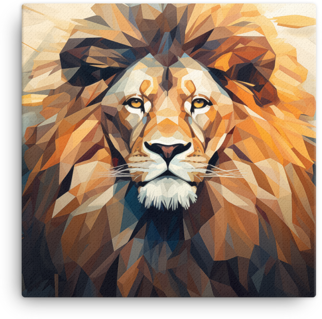 Geometric Dawn Lion Canvas Wall Art