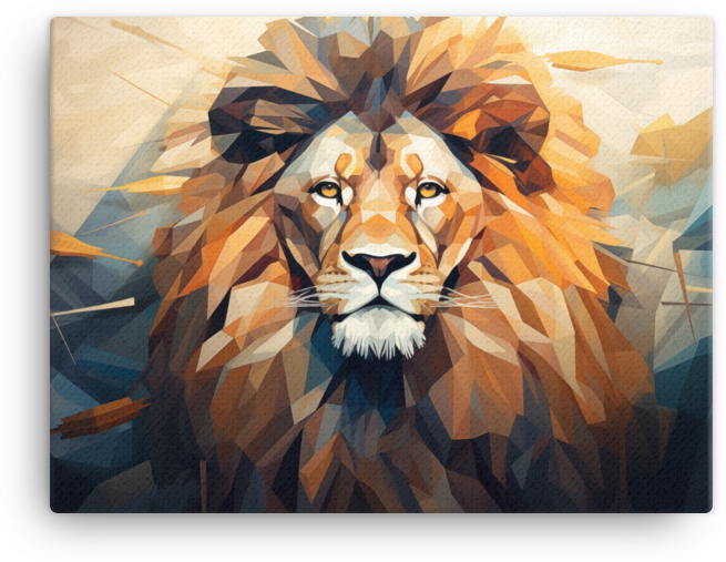 Geometric Dawn Lion Canvas Wall Art