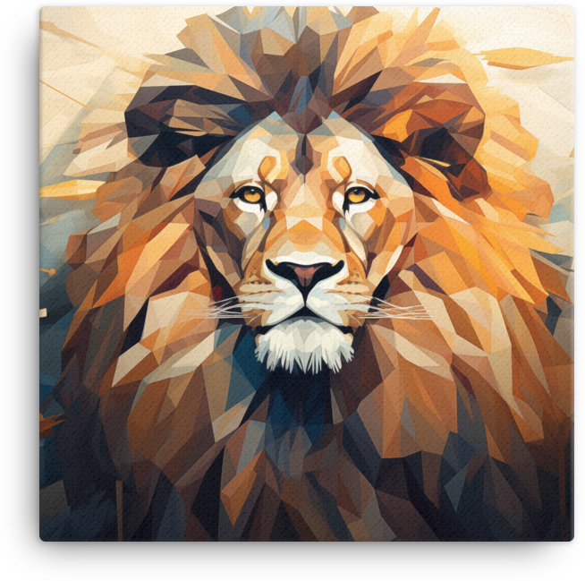 Geometric Dawn Lion Canvas Wall Art