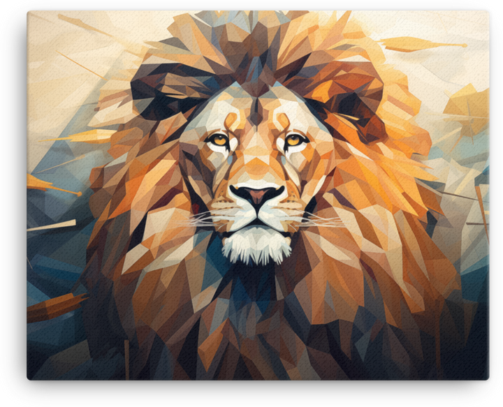 Geometric Dawn Lion Canvas Wall Art