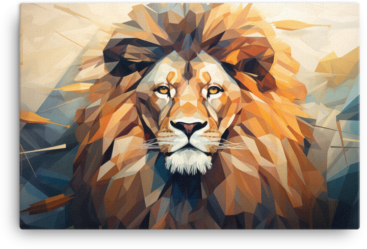 Geometric Dawn Lion Canvas Wall Art