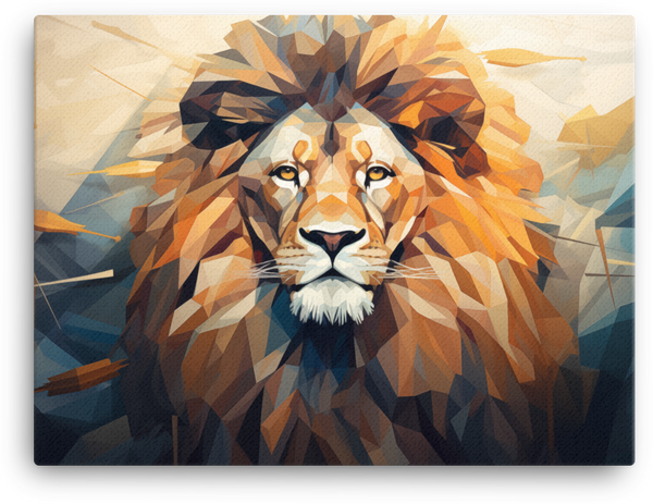 Geometric Dawn Lion Canvas Wall Art