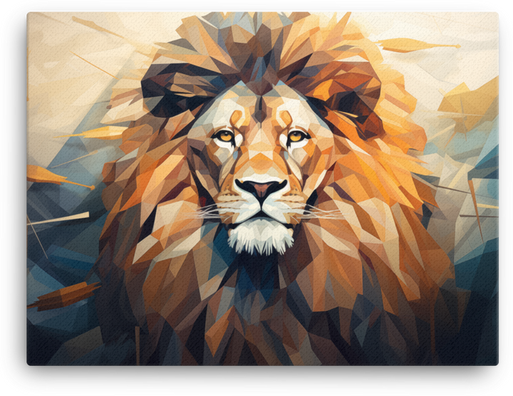 Geometric Dawn Lion Canvas Wall Art