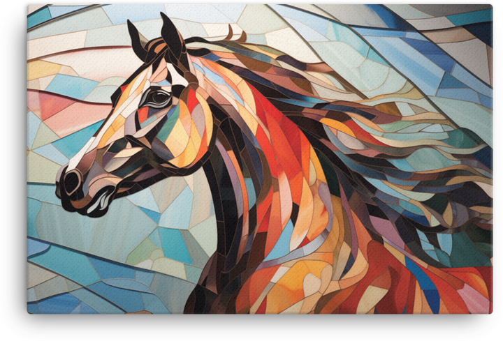 Geometric Mosaic Horse Canvas Wall Art