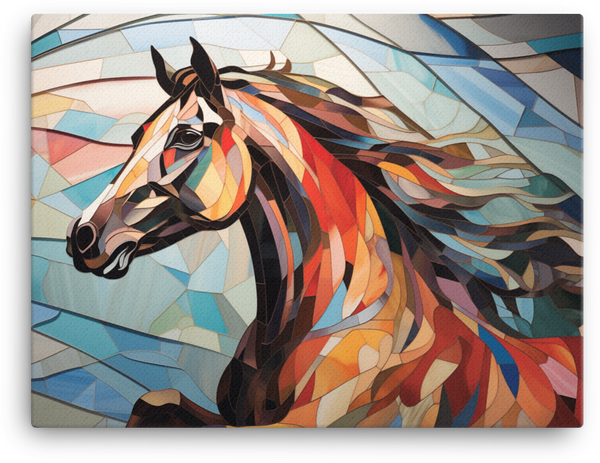 Geometric Mosaic Horse Canvas Wall Art
