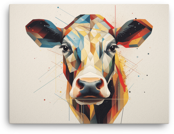 Geometric Splendor Cow Canvas Wall Art