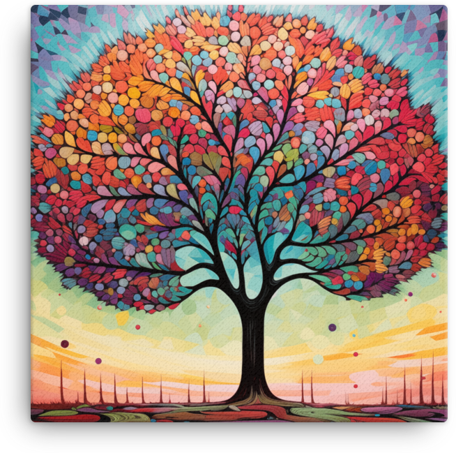 Geometric Sunset Tree Canvas wall art