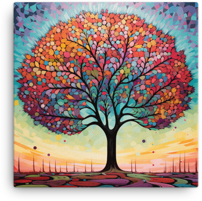 Geometric Sunset Tree Canvas wall art