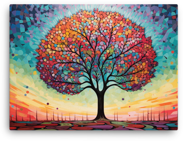 Geometric Sunset Tree Canvas wall art