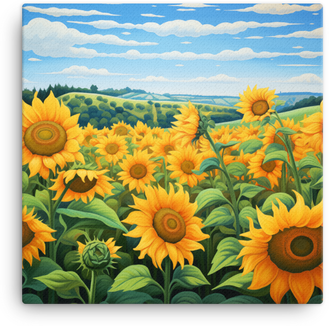 Golden Sunflower Fields Canvas Wall Art wall art