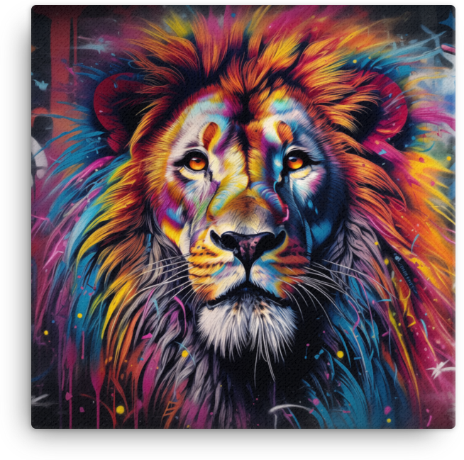 Graffiti Splendor Lion Canvas Wall Art