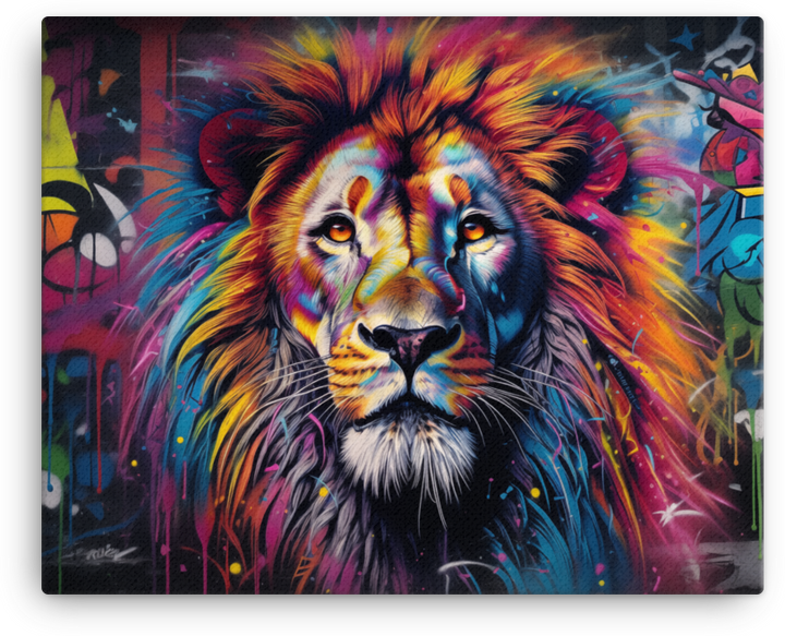 Graffiti Splendor Lion Canvas Wall Art