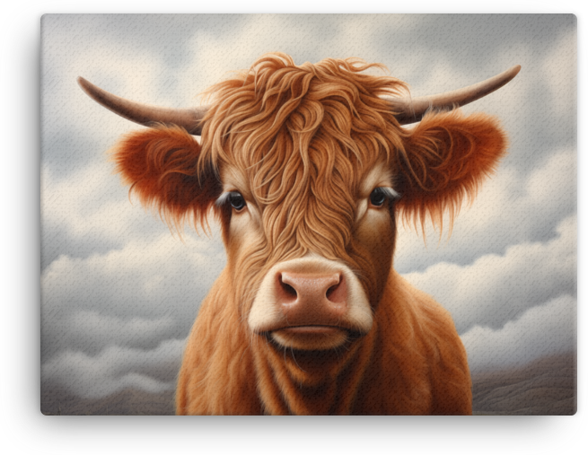 Highland Haze Cow Canvas Wall Art