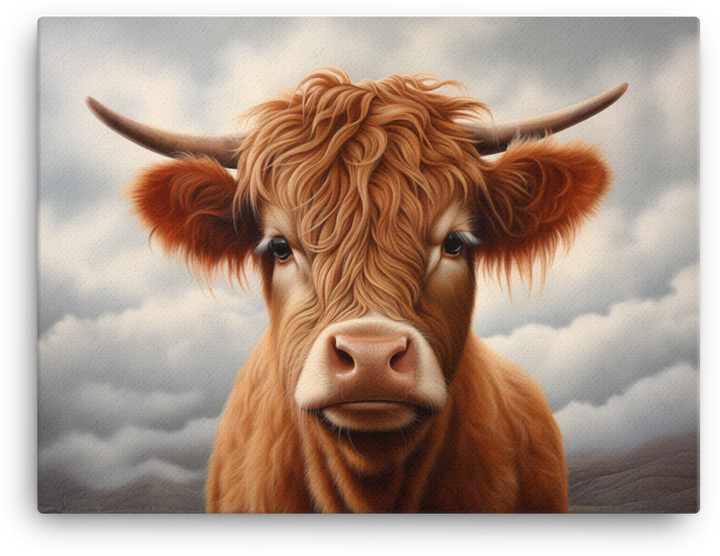 Highland Haze Cow Canvas Wall Art