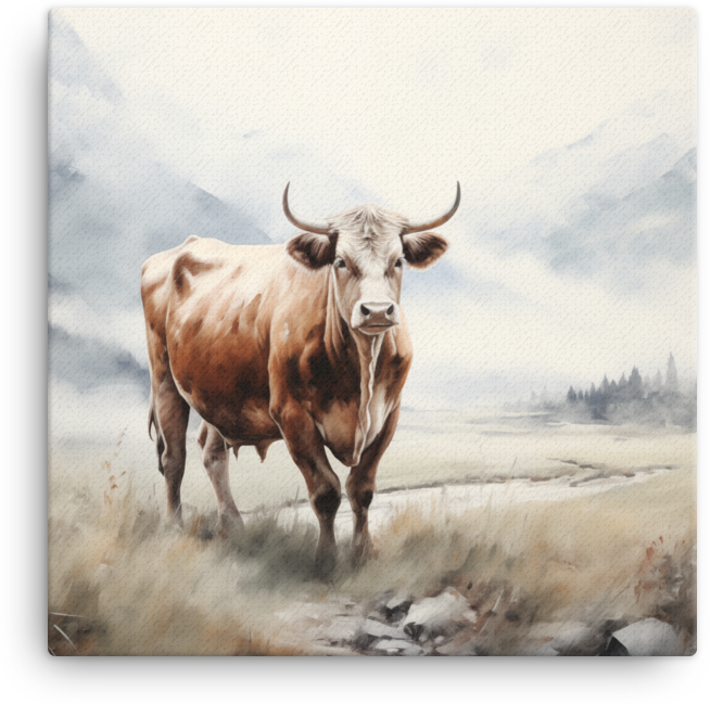 Highland Serenity Cow Canvas Wall Art