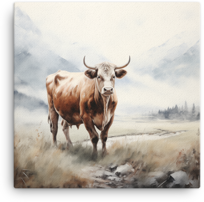 Highland Serenity Cow Canvas Wall Art