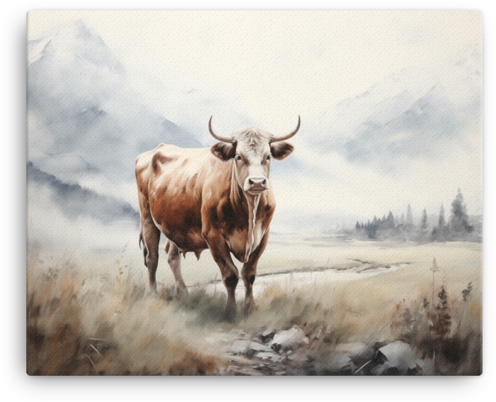 Highland Serenity Cow Canvas Wall Art