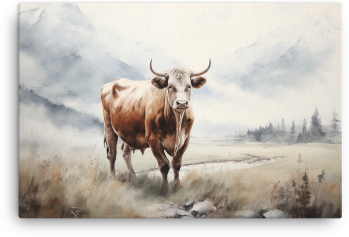 Highland Serenity Cow Canvas Wall Art