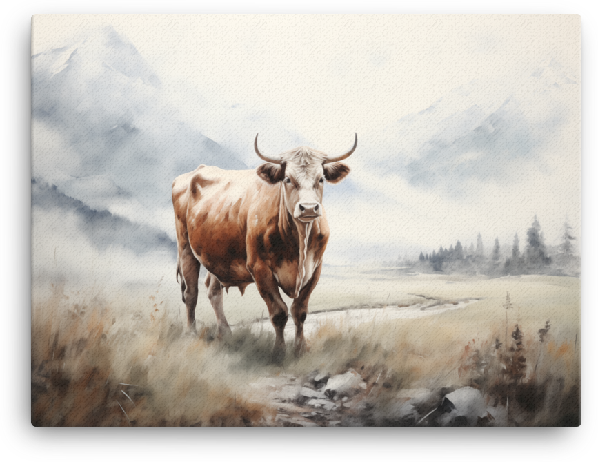 Highland Serenity Cow Canvas Wall Art - Visual Funky