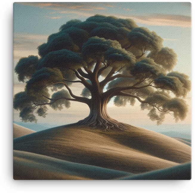 Hilltop Solitude Oak Tree Canvas wall art