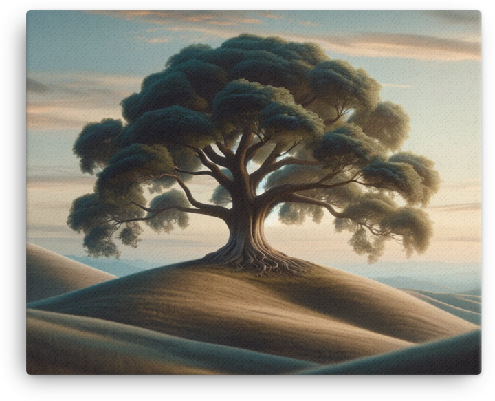 Hilltop Solitude Oak Tree Canvas wall art