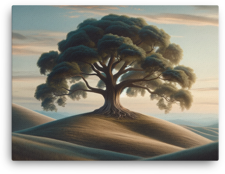 Hilltop Solitude Oak Tree Canvas wall art