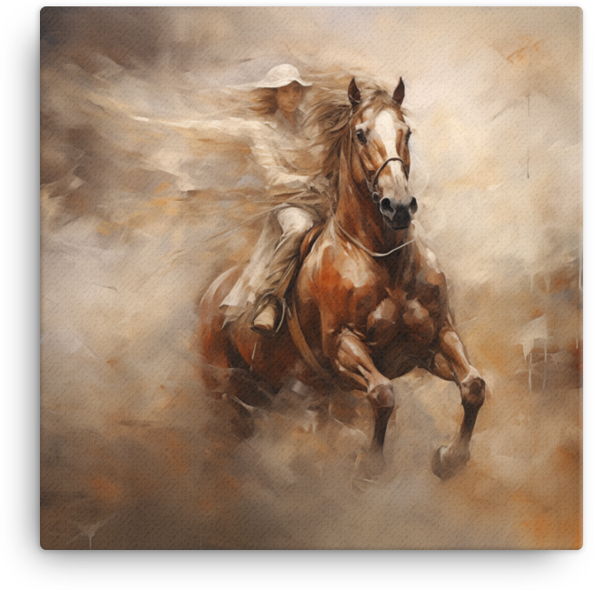 Impressionist Charge Horse Canvas Wall Art