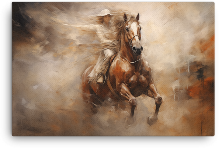 Impressionist Charge Horse Canvas Wall Art