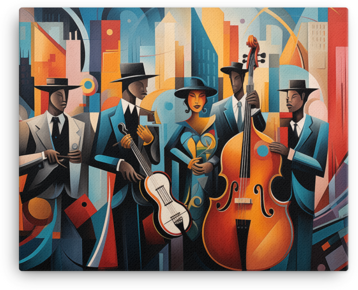 Jazz Age Rhythms in Abstract City Canvas