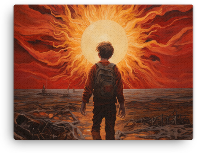 Journey to the Unknown: Fiery Horizon Canvas