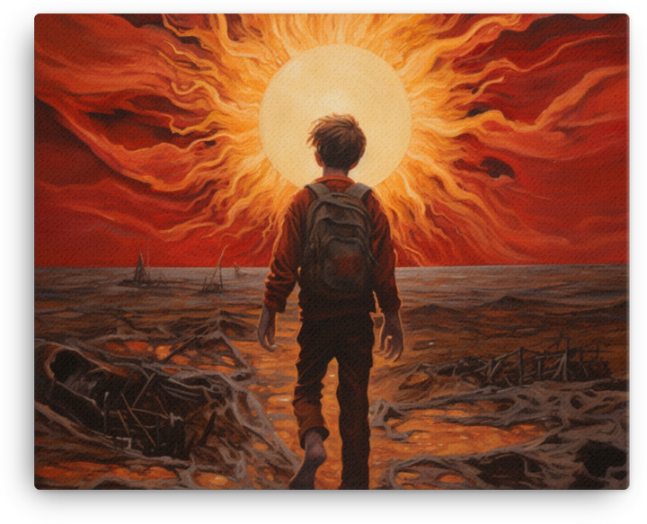 Journey to the Unknown: Fiery Horizon Canvas