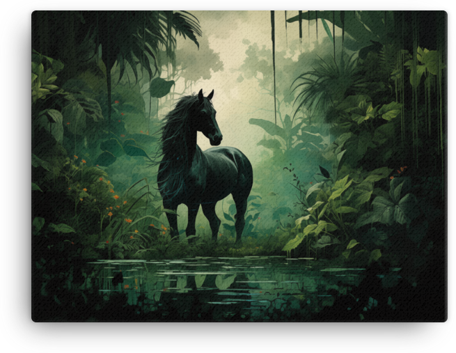 Jungle Serenity Horse Canvas Wall Art
