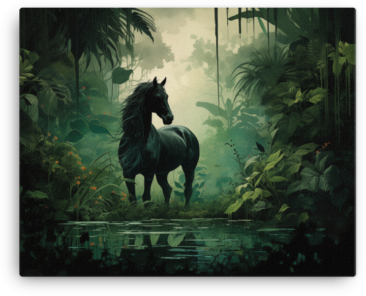 Jungle Serenity Horse Canvas Wall Art