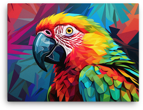 Kaleidoscopic Macaw Portrait Canvas Wall Art