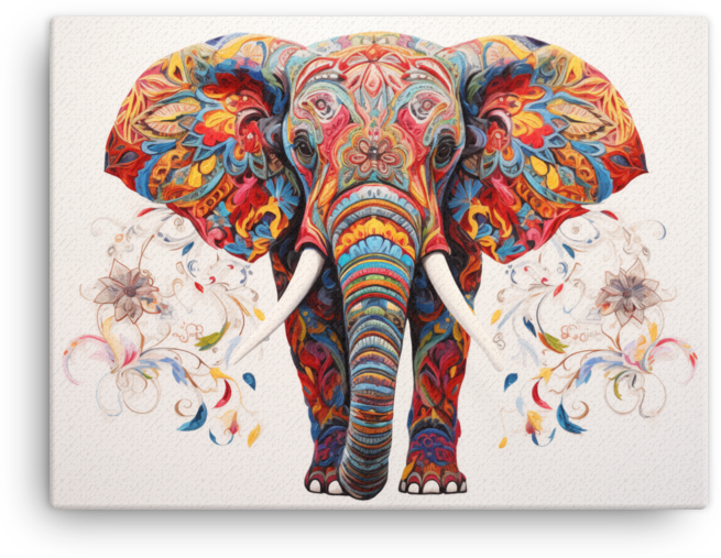 Kaleidoscopic Majesty Elephant Canvas Wall Art