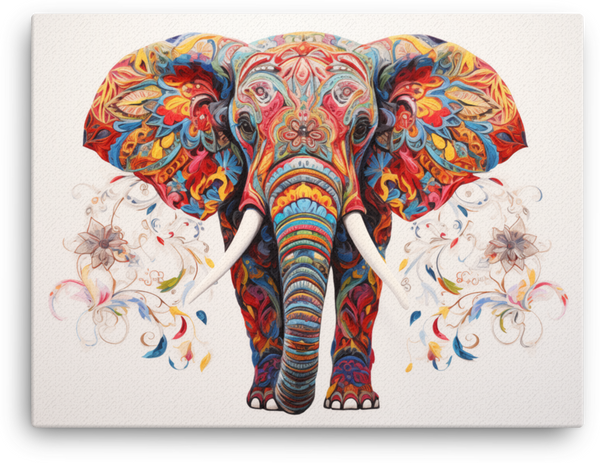 Kaleidoscopic Majesty Elephant Canvas Wall Art