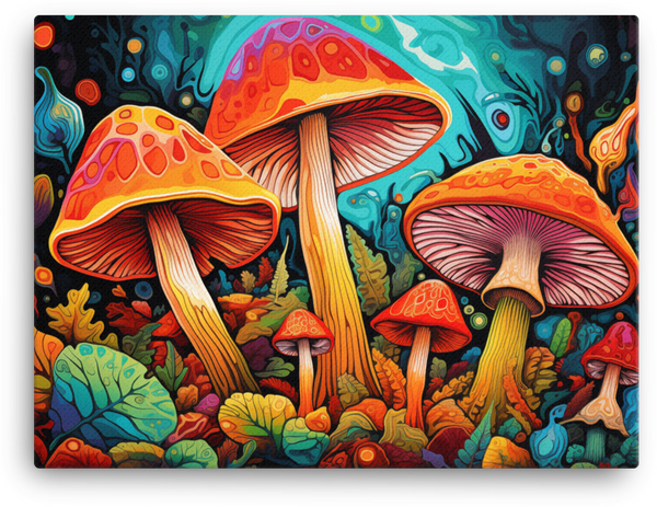 Kaleidoscopic Mushroom Forest Canvas