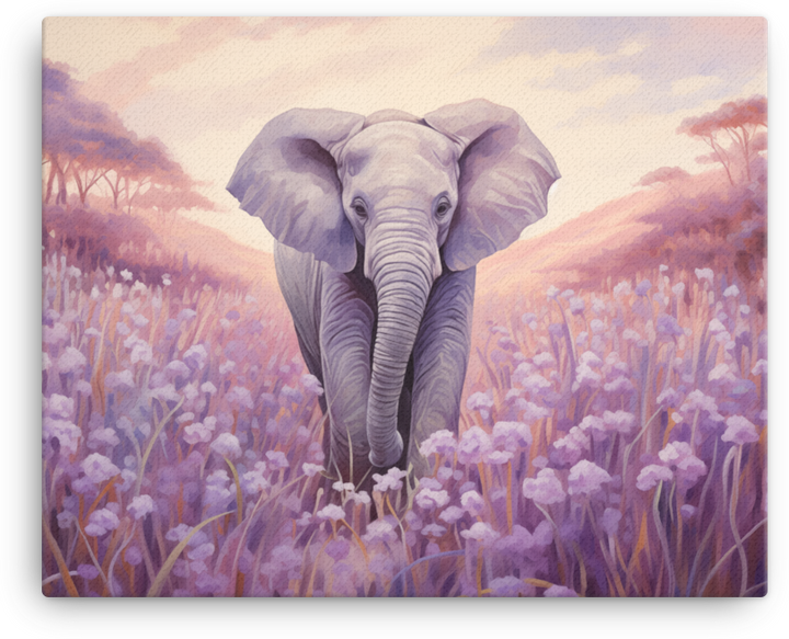Lavender Twilight Elephant Canvas Wall Art