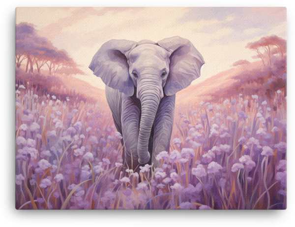 Lavender Twilight Elephant Canvas Wall Art