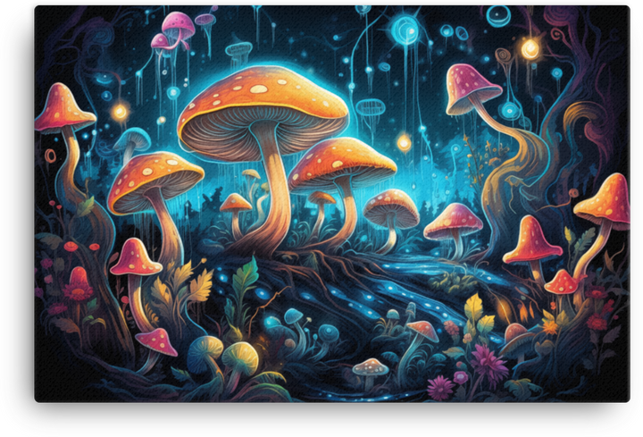 Luminous Mushroom Fantasy Canvas