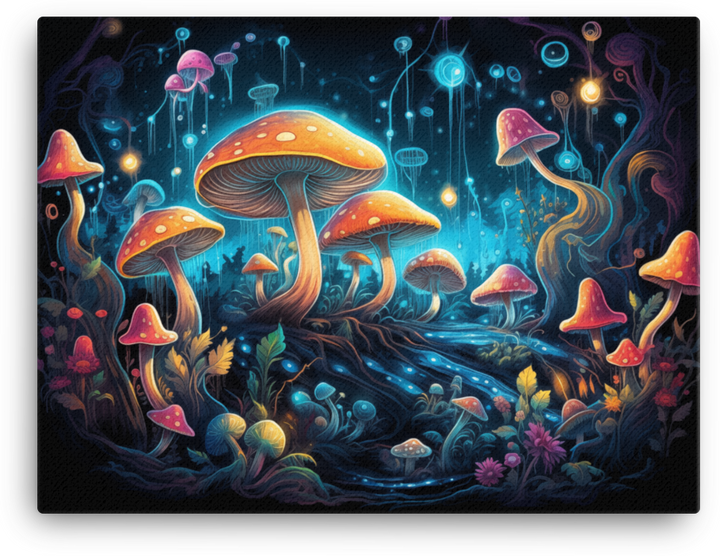 Luminous Mushroom Fantasy Canvas