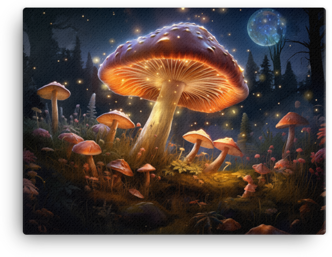 Lunar Glow Mushroom Forest Canvas