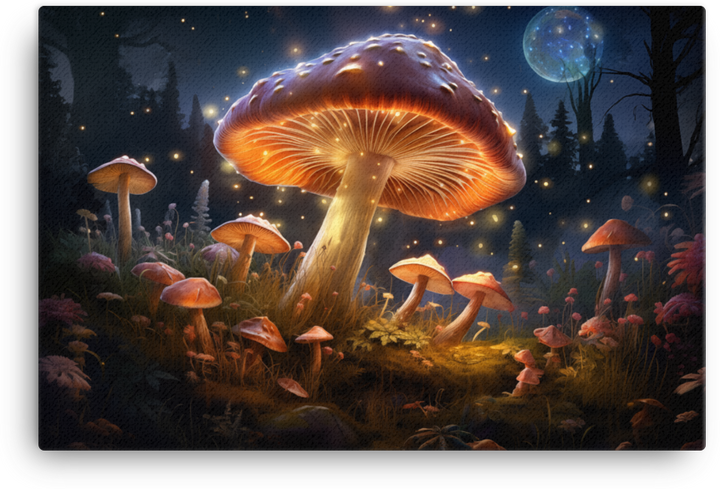 Lunar Glow Mushroom Forest Canvas