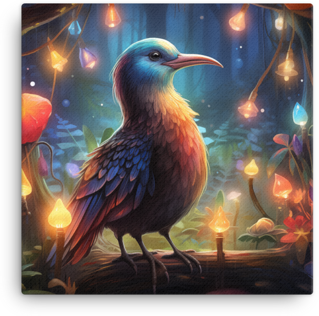 Magical Lantern Bird Canvas Wall Art