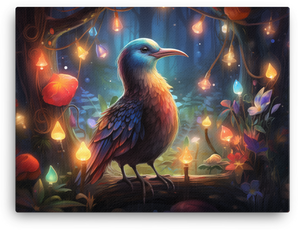 Magical Lantern Bird Canvas Wall Art