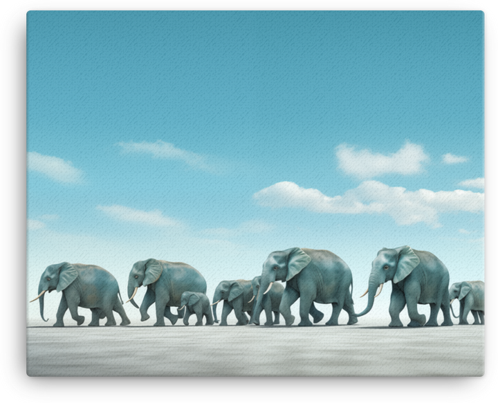 Majestic Elephant Procession Canvas Wall Art